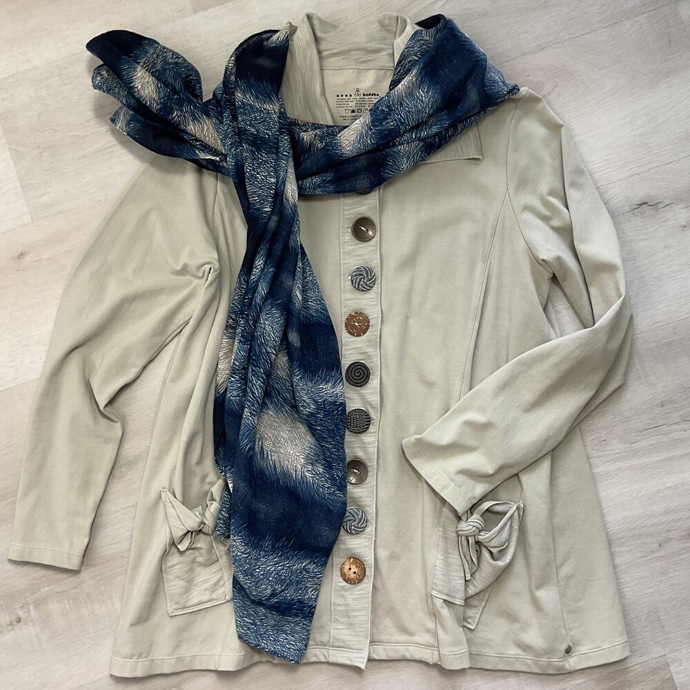 Neon Buddha Womens Jersey Knit Casual Button Down Jacket Large